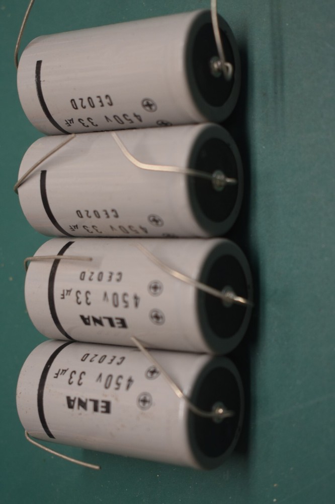 Elna 33 uF 450 Vdc Amplifier Electrolytic Filter Capacitor Tested Four