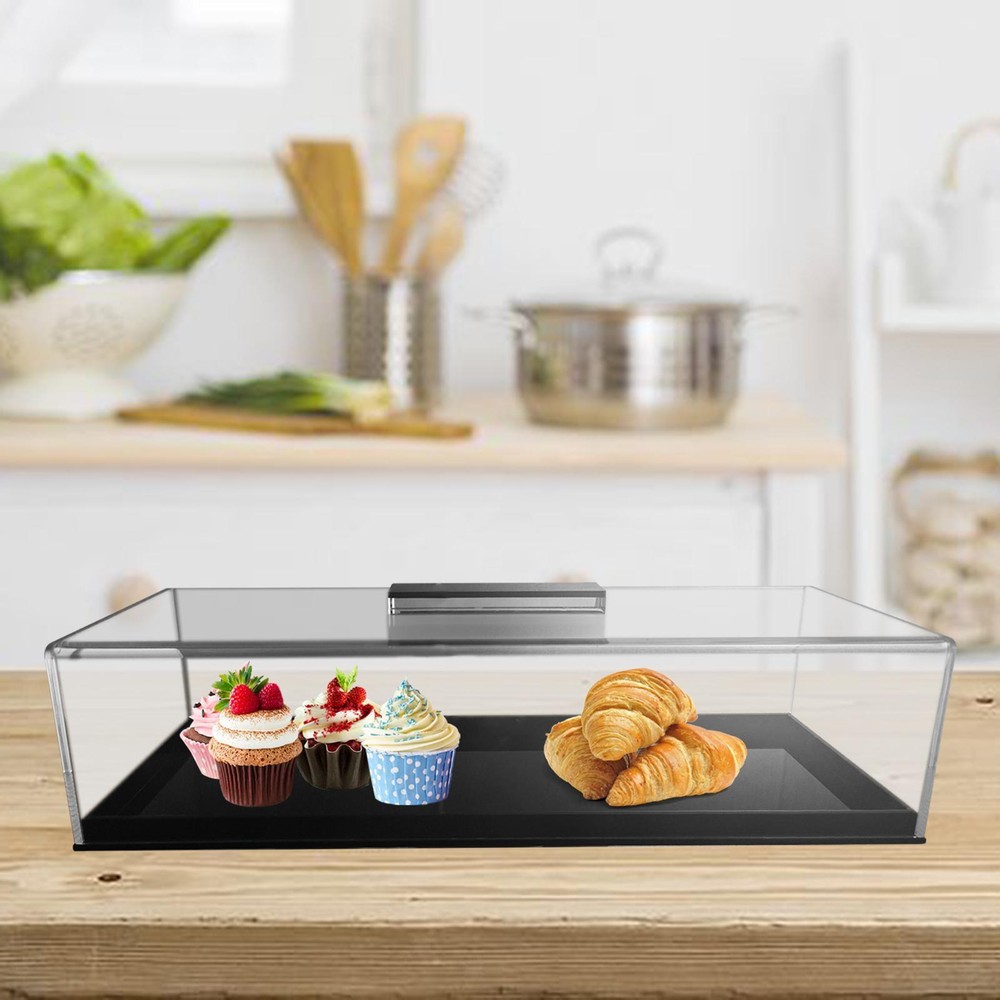 Clear Bread Box Dessert Display Plate Rectangular Bread Storage Container for