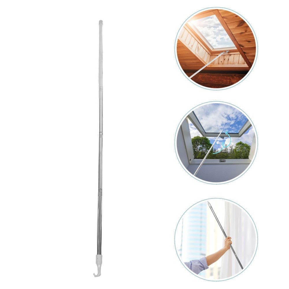 Skylight Pole With Hook: Adjustable Curtain Pull Wand - - Telescoping Stainless