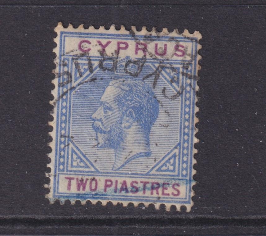 CYPRUS, 1921 KGV, Script CA, 2pi. Blue & Purple, used.