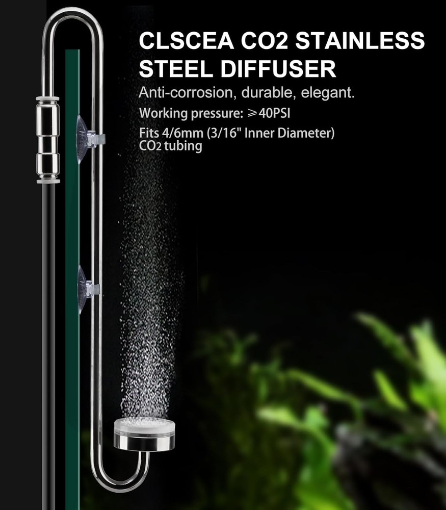 Stainless Steel Aquarium CO2 Diffuser Atomizer 35cm with Check Valve