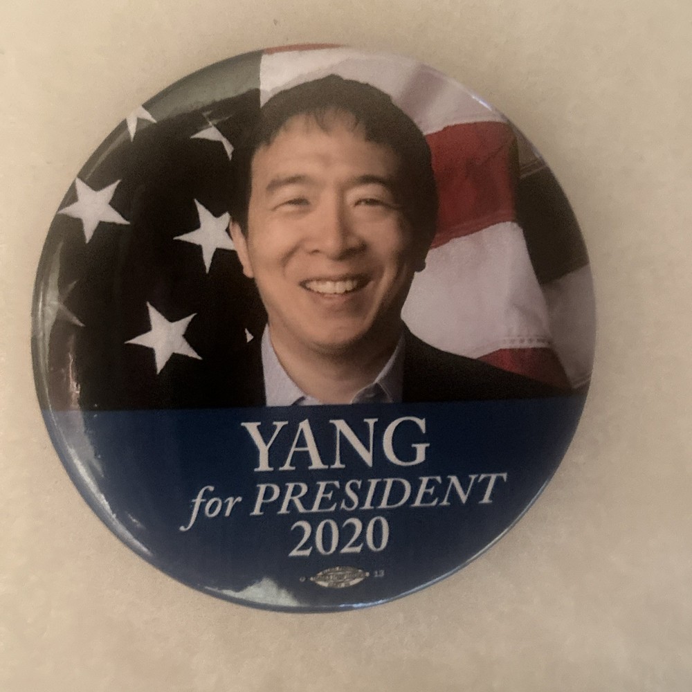 YANG for President 2020  3” pinback button pin