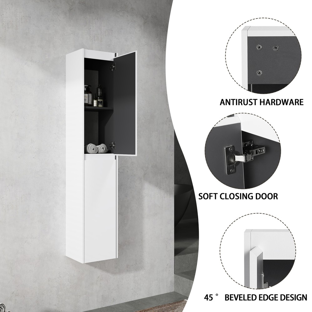 2 Set 12" Bathroom Cabinet Floating Wall Mounted Storage Cabinet Space Saving