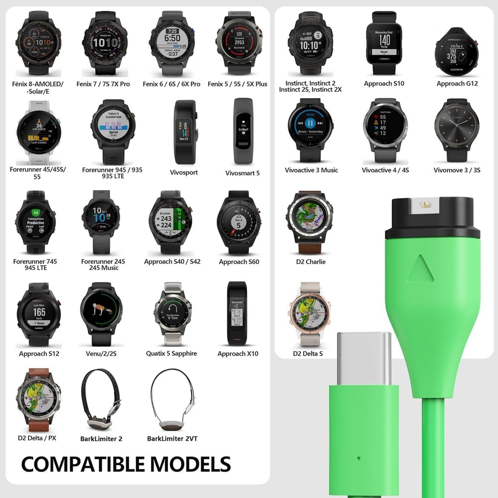 Advanced USB Type-C Charging Cable for Garmin Watches - Quick & Safe Charging
