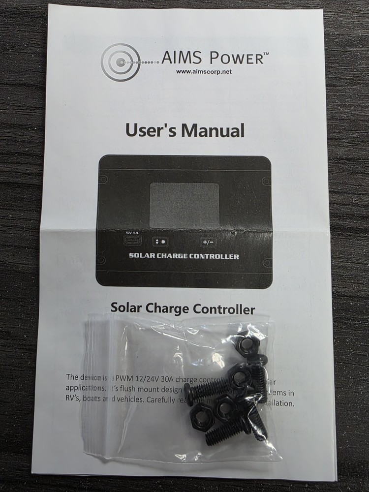 Aims SCC30AFM 30 Amp Solar Charge Controller
