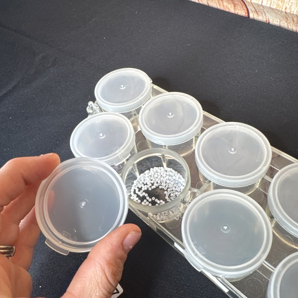 VTG Seed Bead Container W/ Some Glass Seed Beads