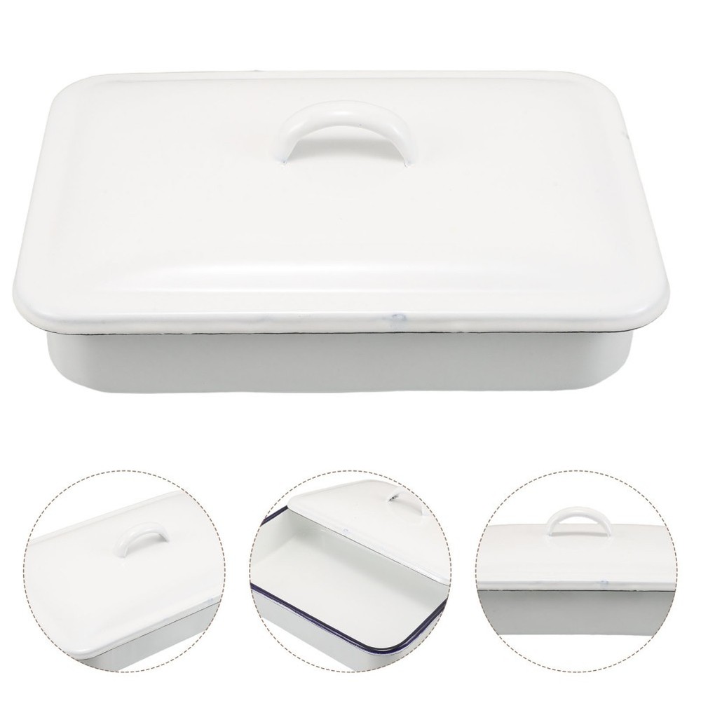 Roaster Pan with Lid: Rectangular Baking Dish - Enamel Roasting Pan - Multi-Use