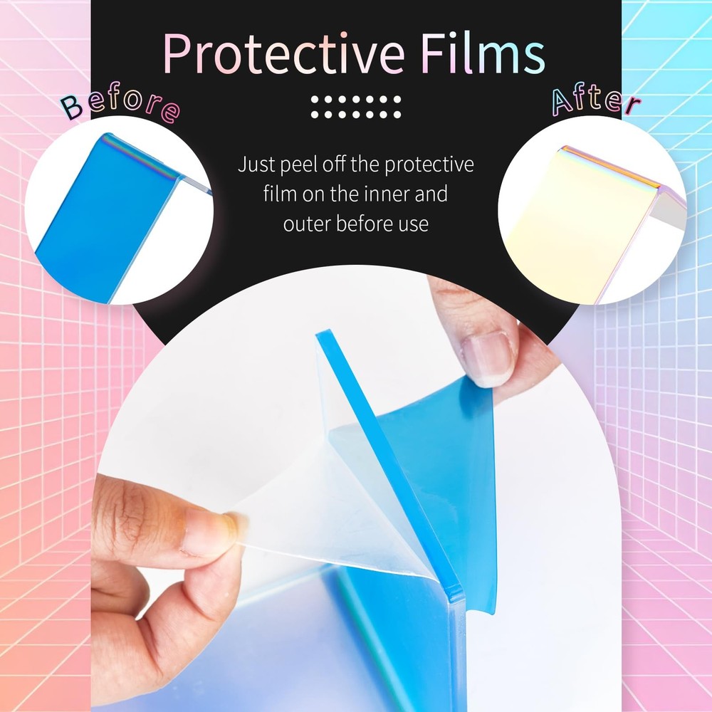 Iridescent Acrylic Display Risers, 6pcs Rainbow Display Stand Rectangular Sta...