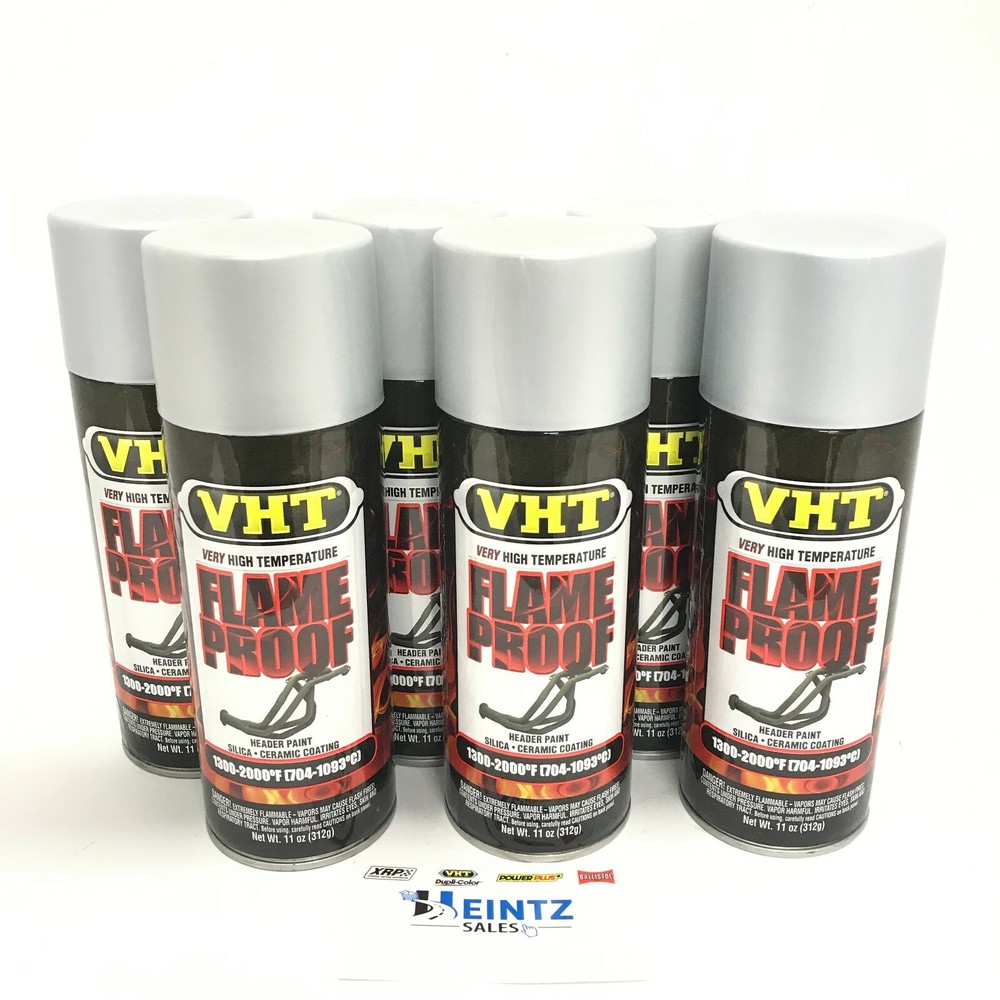 VHT SP106-6 PACK FLAT SILVER High Temperature Flame Proof Header Paint - 11 oz