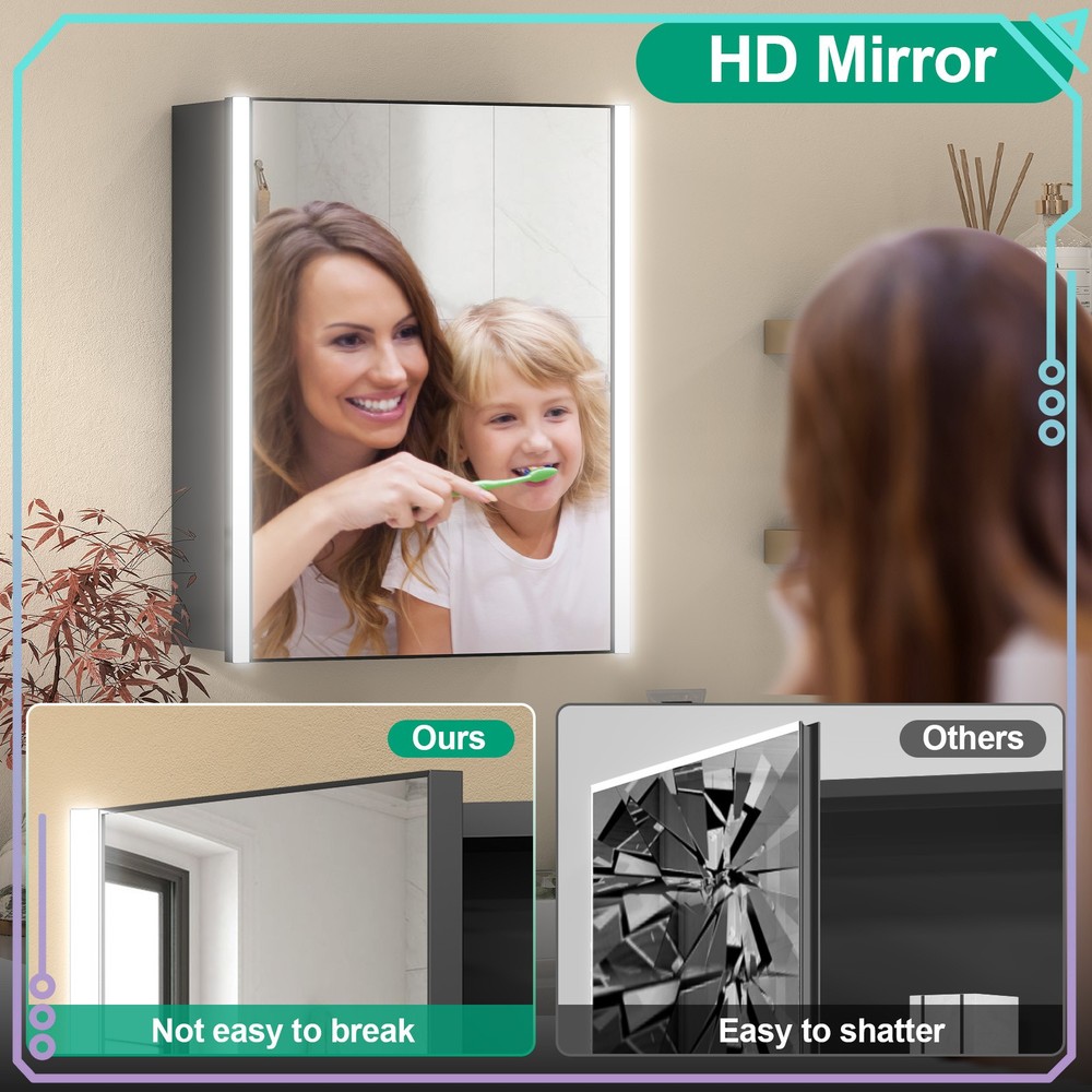 Modern LED Illuminated Mirror Cabinet with Lights, Switch, for Bathroom