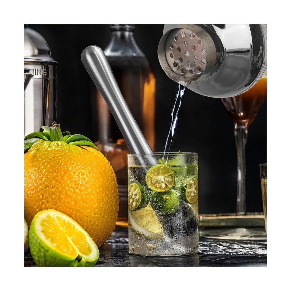 Silver Cocktail Shaker Set - Bartender Shaker Kit with Mixing Tools... Fast Ship