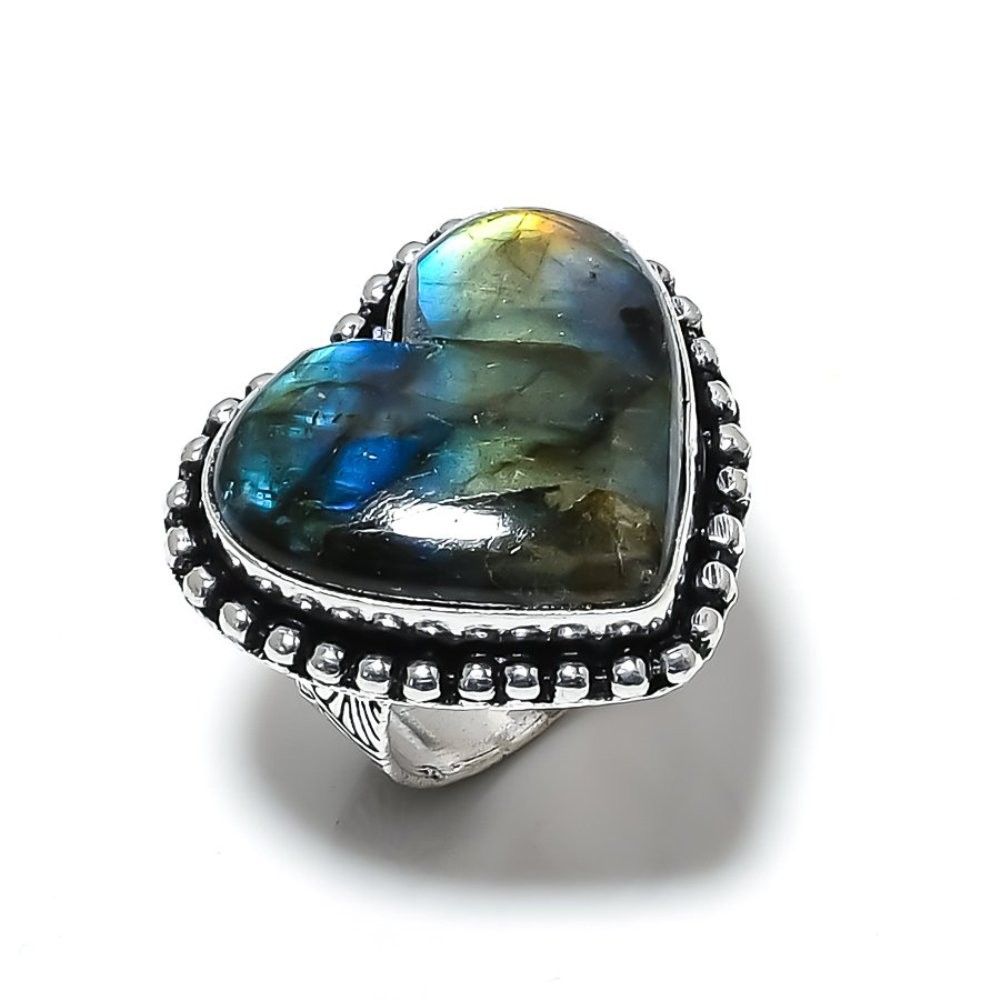 Labradorite Gemstone 925 Sterling Silver Gift Jewelry Ring Size 8 E523