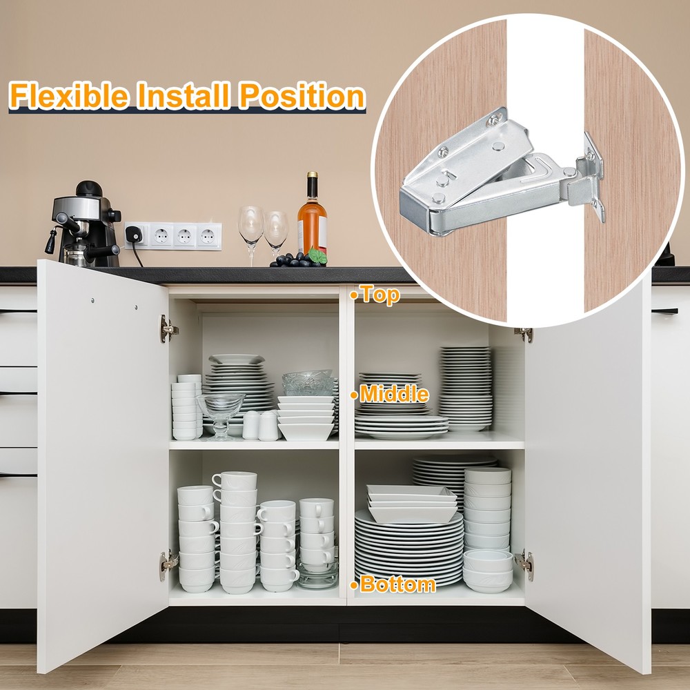 2 Set Automatic Spring Loaded Push to Open Door Catch Touch Lock 58mm Silver