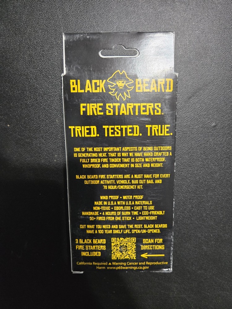 Black Beard Fire Starters 3PACK Fire Rope Black 3 Pack 50+ fires each