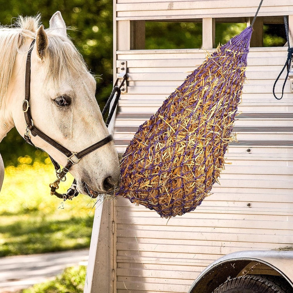 Durable 42” Slow Feed Hay Net for Horses - Lightweight, Adjustable, 2 Pack