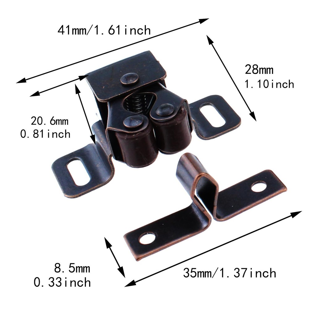 Double Roller Catch 8PCS Red Antique Higher Foot Double Roller Catches with S...