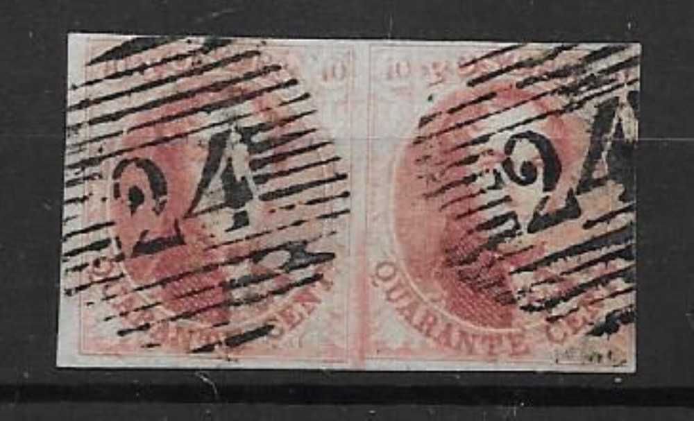 Belgium - 1851 - COB 8 - SCOTT 8 - Pair - Two "L's" Without frame - Used -