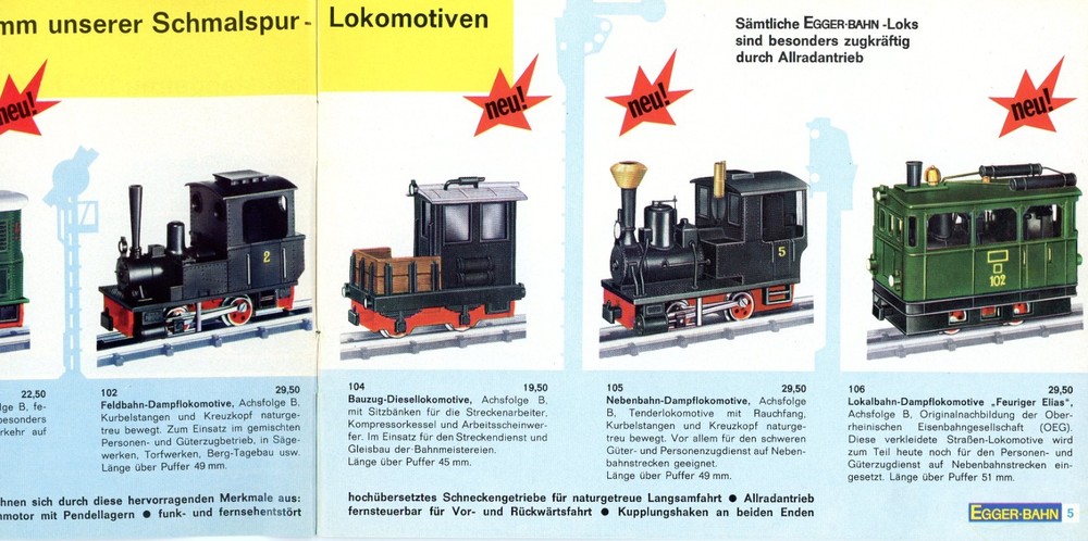 EGGER-BAHN 1965/66 CATALOGUE IN GERMAN