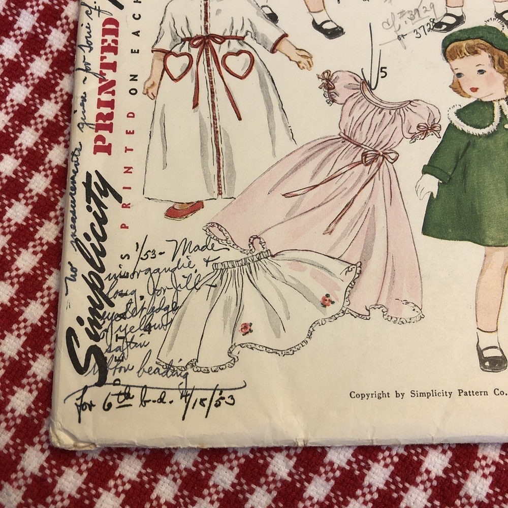 Vintage 14” Doll Clothes Pattern W Instructions 1950’s