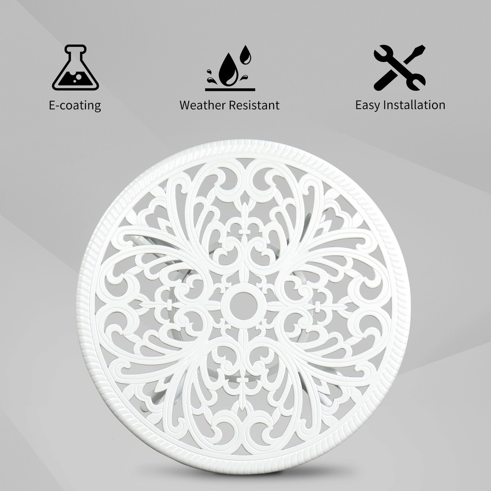 Phoenix Cast Aluminum Round Table, Patio End Table, Side Table