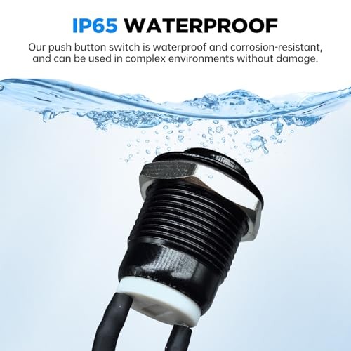 4PCS 12mm Momentary Push Button Switch IP65 Waterproof Push Button Switch with