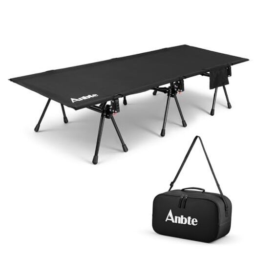 Height Adjustable Camping Cot with Storage Net & Bag, Support up to 400lbs