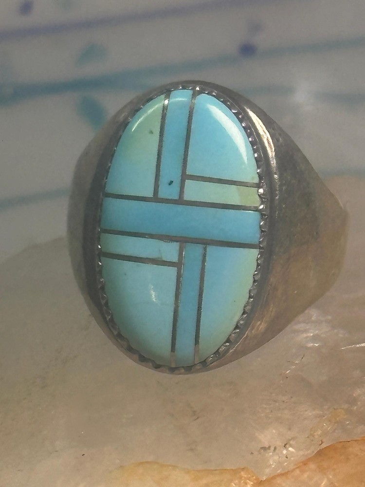 Zuni ring Turquoise band size 10.25 sterling silver