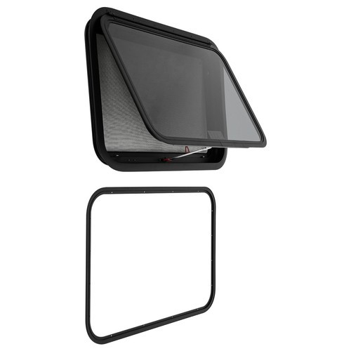 30"x20" RV Exit Window w/Screen & Trim Ring Tempered Glass Window Camper Trailer