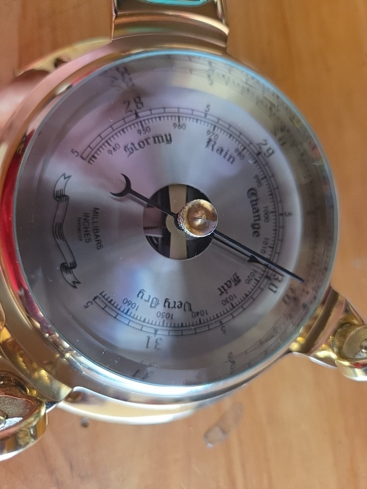 Nautical Barometer, Polished Brass