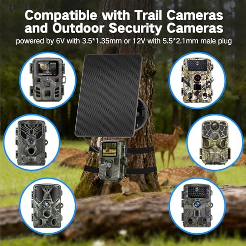 Trail Camera Solar Panel, Built-in 5000mAh Rechargeable Battery Solar Panel