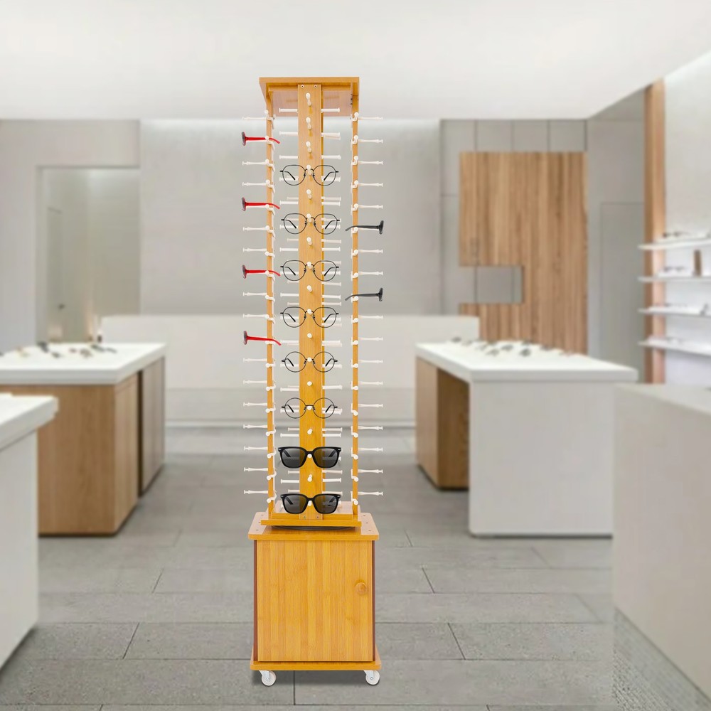 72-Pair Eyeglass Display Rack Rotating Glasses Storage Stand Floor-standing