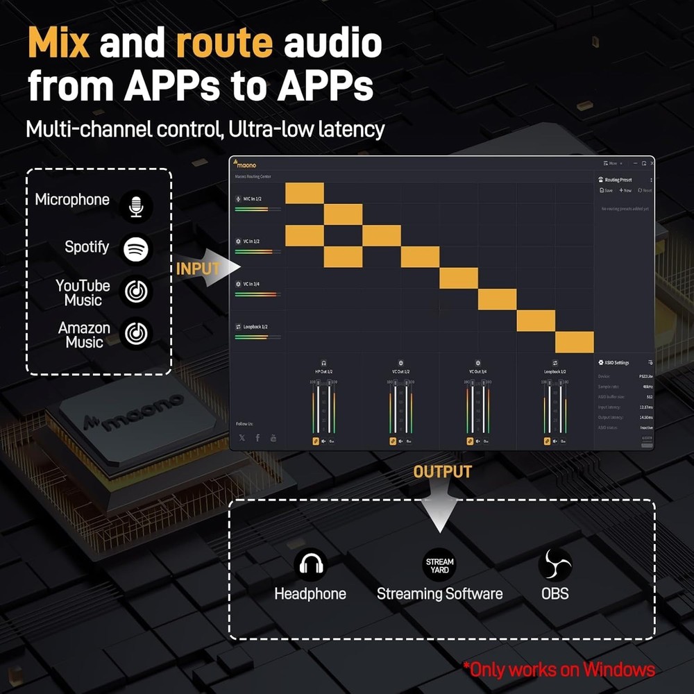 Professional USB Audio Interface with ASIO Driver for Streaming & Music Creation