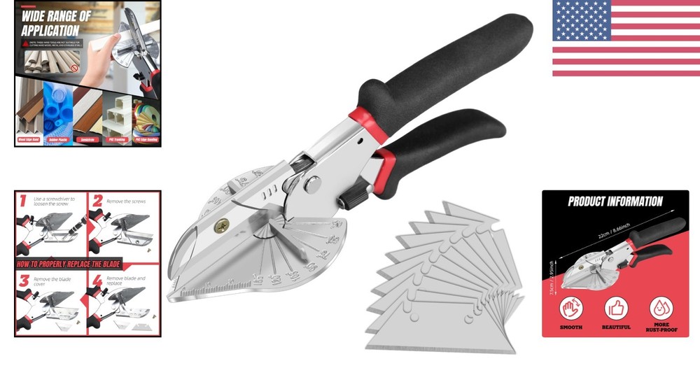 Adjustable Miter Shear for DIY Projects - Precision Cuts with 10 Sharp Blades