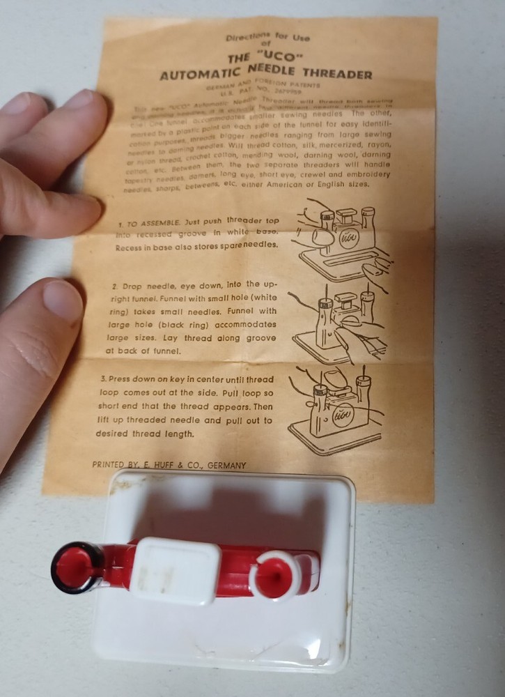 Vintage UCO Automatic Needle Threader w/ Instructions