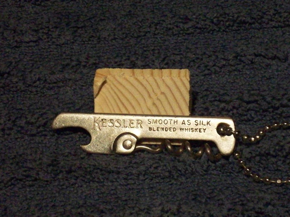 Vintage Kessler Whiskey Bottle Opener Corkscrew Keychain