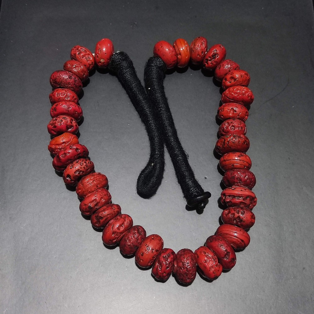Red Glazed Handmade Woven Necklace