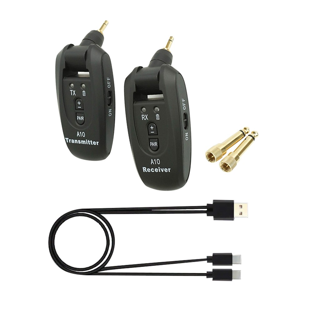 Wireless Guitar Transmitter & Receiver System 100ft Range 5H Play 2.4GHz Band
