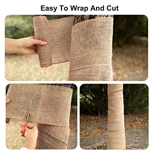 2 Rolls Burlap Tree Protector Wraps, 7.8" × 9.8' Winter Tree Trunk Guards 2PCS