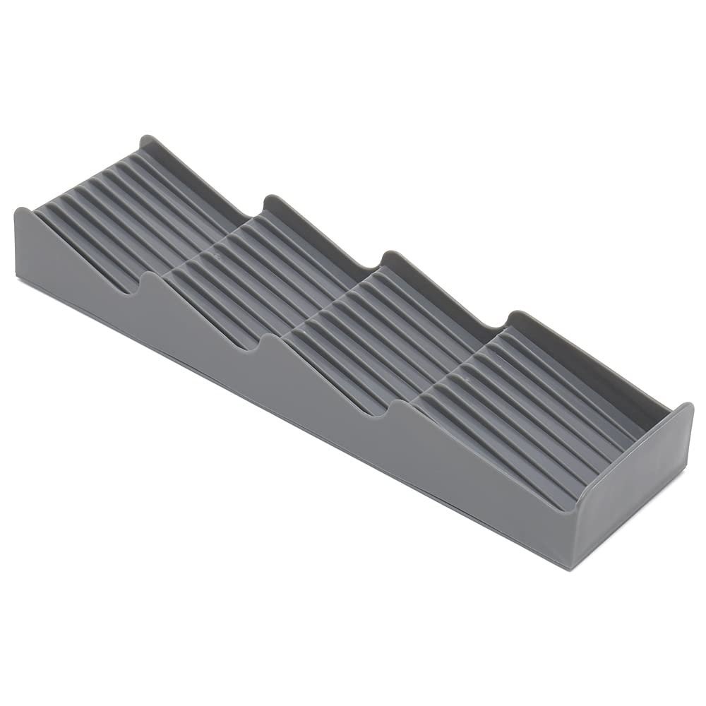 Home Basics Plastic Compact Kitchen Drawer Flatware Organizer, Grey