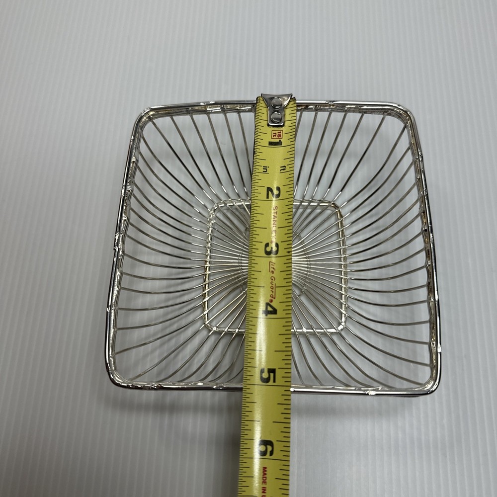 Vtg Small Silver Plated Wire Basket Square 5”x5” EUC