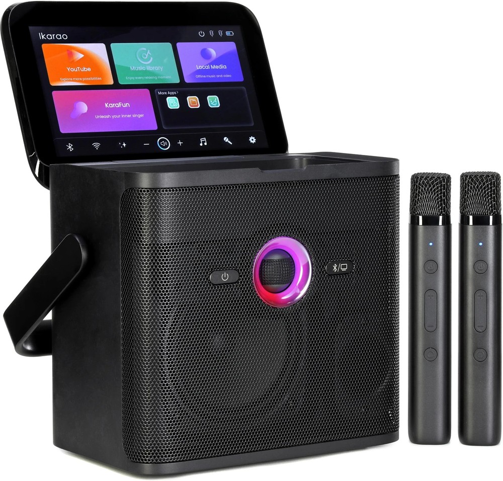 Ikarao Shell S3 Karaoke Machine, 80W Speaker, Lyrics Display Touch Screen