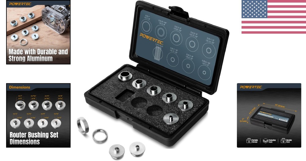 Versatile 10-Piece Router Template Guide Set - Perfect for Woodworking Projects