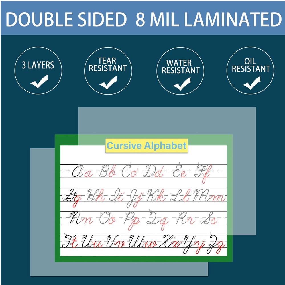 2 Pcs/set 26 Alphabet Cursive Training & Manuscript Chart for Classroom Decor...