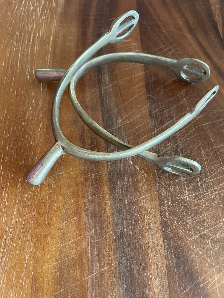 Authentic Vintage English Riding spurs Solid NICKEL never rust