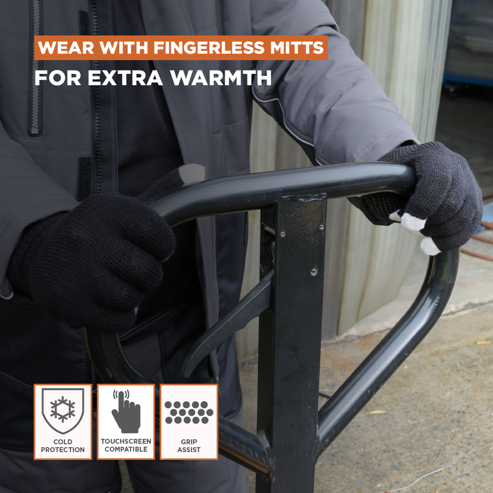 RefrigiWear Touch Screen PVC Dot Grip Knit Gloves, Black