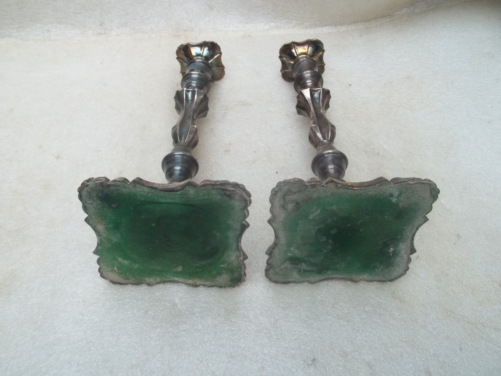 Antique Victorian Silver Plated Candlesticks.