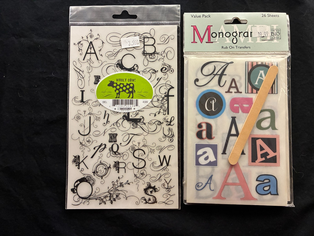 ASSORTED MONOGRAM RUB-ONS - ALPHABET