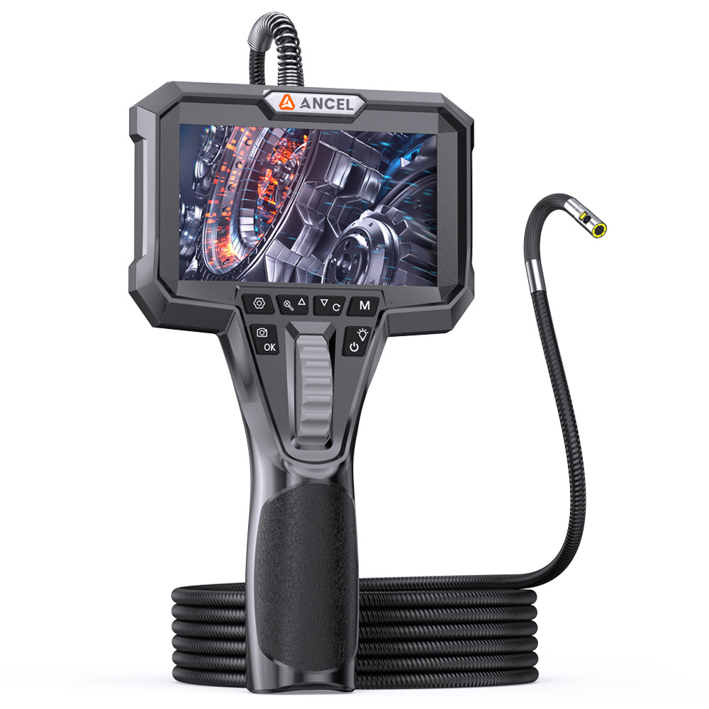 Dual Lens 7 LED Light Endoscope Two-Way Articulating Borescope Inspection Camera