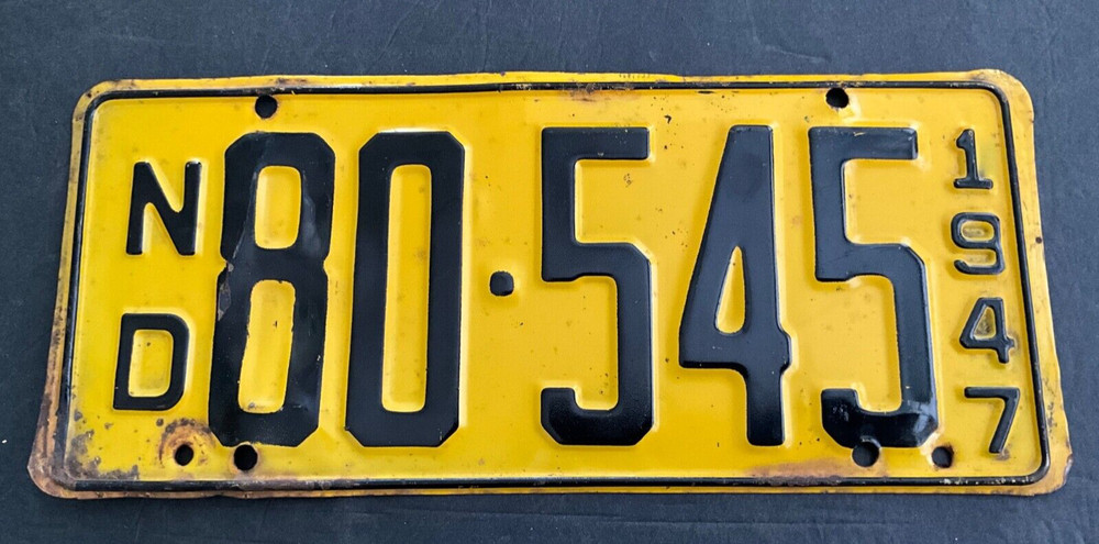 1947 North Dakota License Plate Tag 80-545