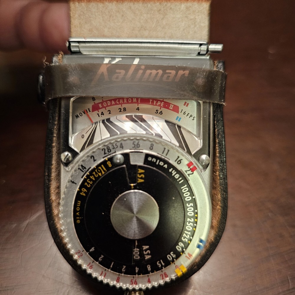 Vintage Kalimar Exposure Light Meter & Leather Case Polaroid Kodachrome Daylight